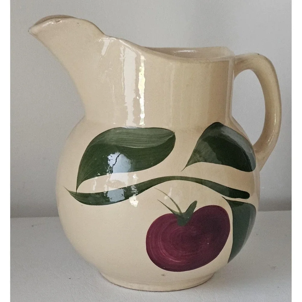 Watt Pottery Pitcher – Classic Apple Pattern USA Stoneware #16